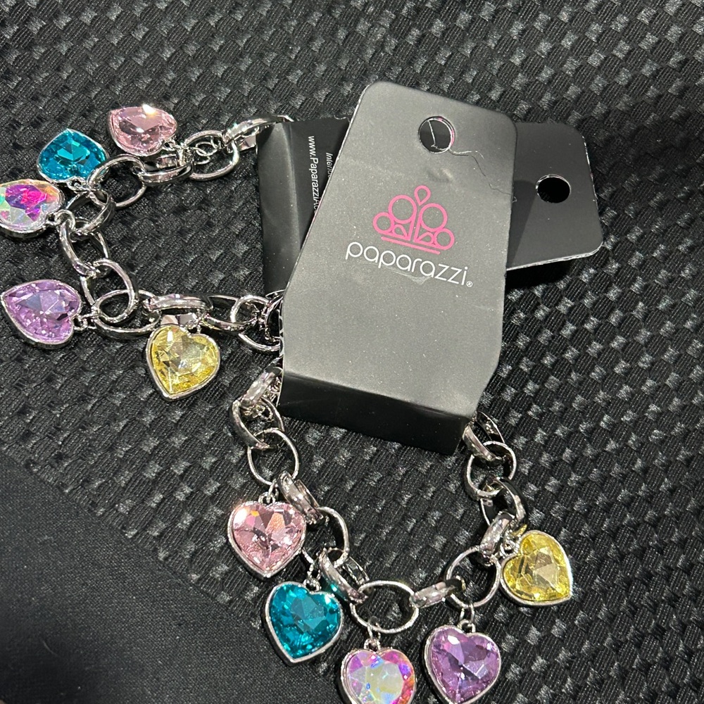 Paparazzi Heart Charm Bracelet with Multicolor Gems
